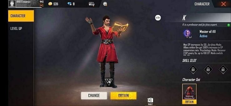 K in Free Fire