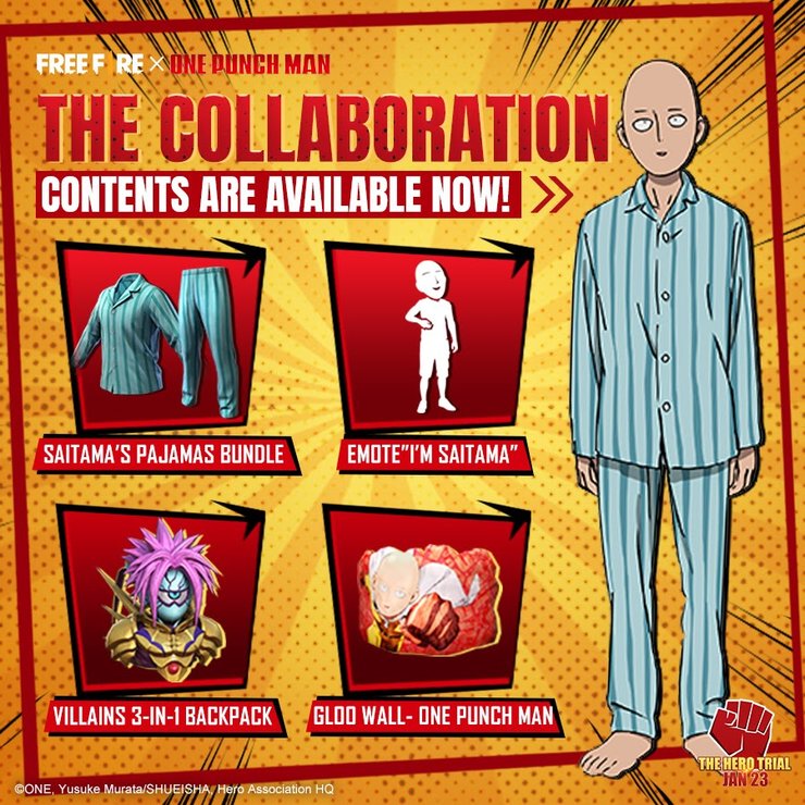 one punch man free fire collab rewards