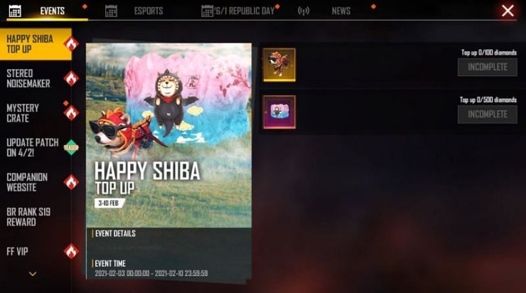 Happy Shiba Top-up Event