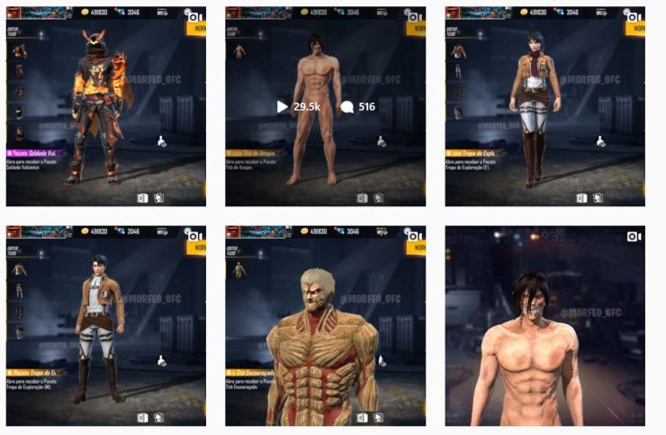 FREE FIRE x ATTACK ON TITAN ( Shingeki no Kyojin ) SKINS TITAN