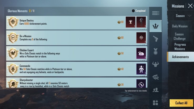 Titles In Achievements