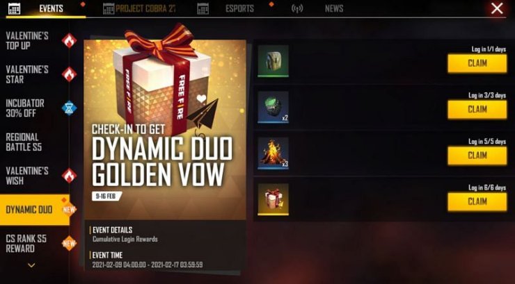 Garena Free Fire: How To Claim Golden Vow Box On Valentine's Day