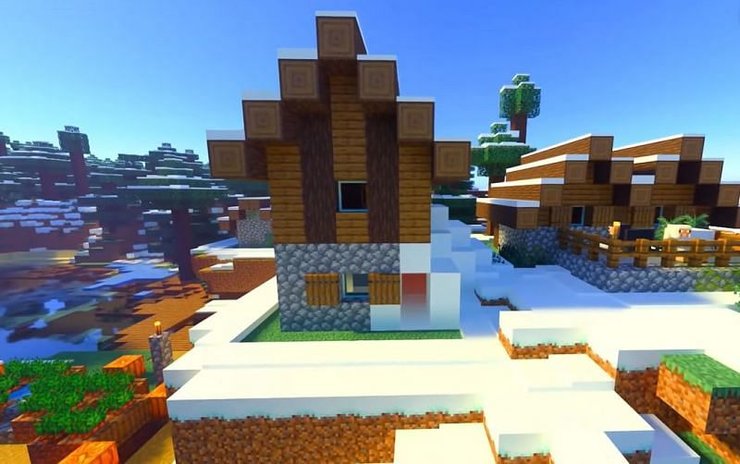 An igloo merged with another structure in Minecraft