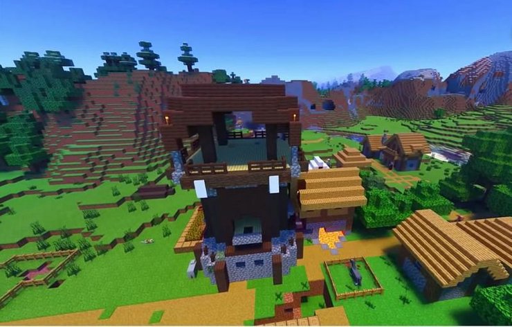 A Pillager outpost village in Minecraft