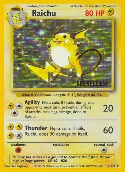 Pre Release Raichu Cards