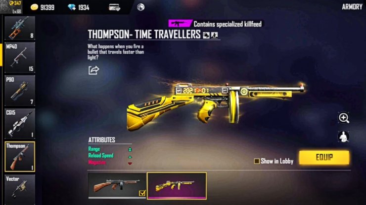 How To Acquire Time Travellers Thompson Skin In Garena Free Fire?