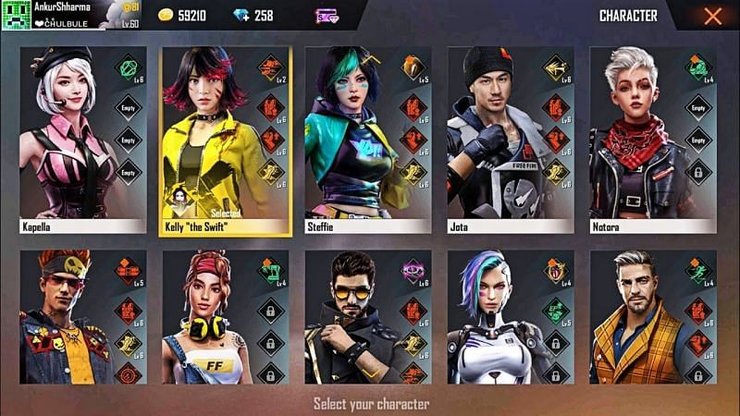 Free Fire Characters