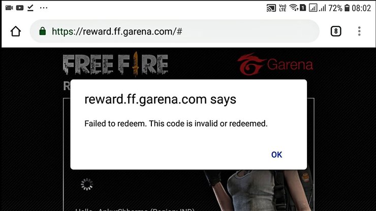 Free Fire Redeem Code Problem