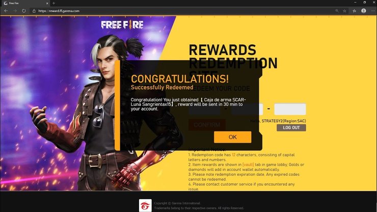 Free Fire Reward Redemption, Software