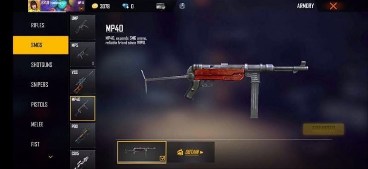 Free Fire Smgs Mp40