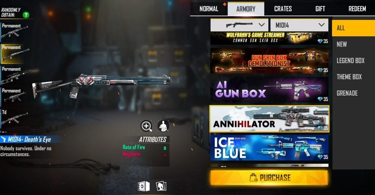 Free Fire All Guns Skins & Top 5 Best Weapon Skins Released In 2021