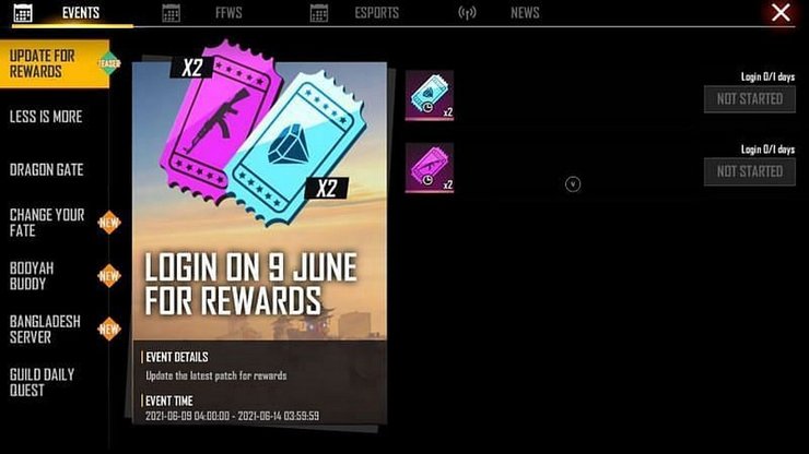 Free Fire Ob28 Login Rewards