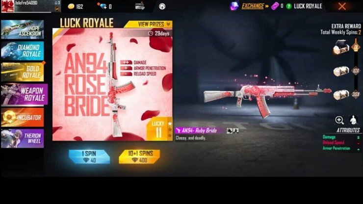 Free Fire An94 Rose Bride