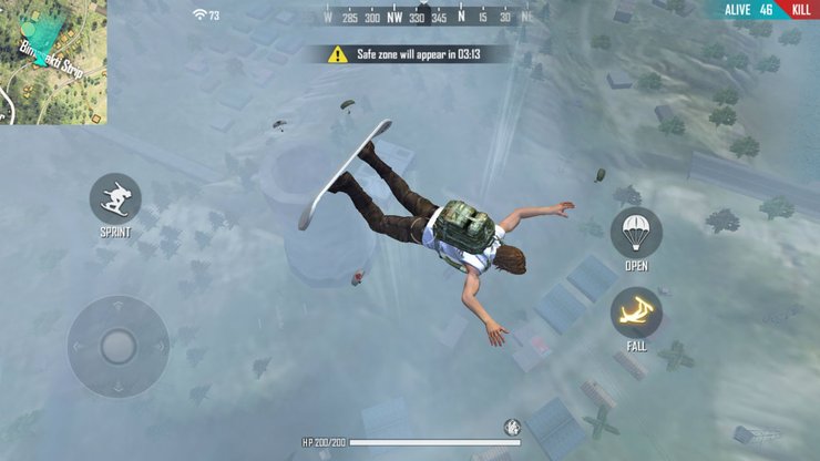 Landing in Free Fire