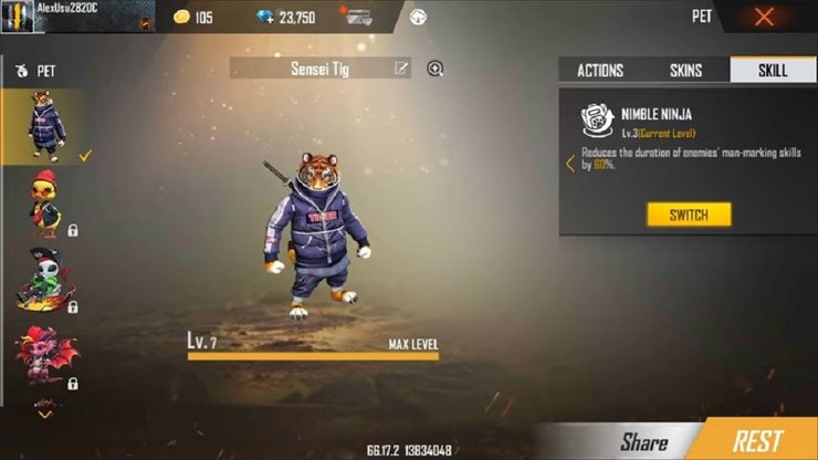 Free Fire Tiger Pet