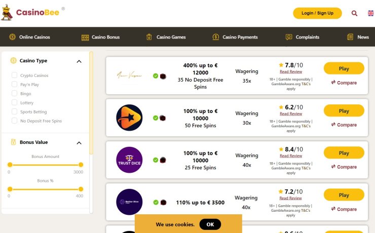 Casino Bee Bonuses