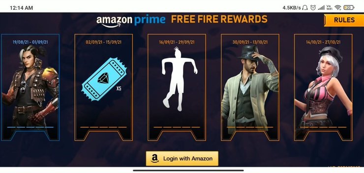 Free Fire Amazon Prime Rewards