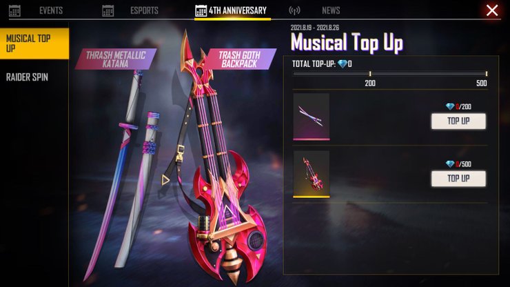 Musical Top Up Free Fire Rewards