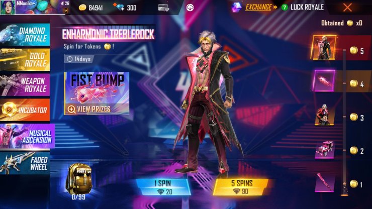 Free Fire Musical Ascension Spin