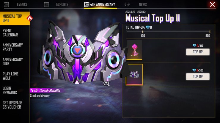 Free Fire Musical Top Up