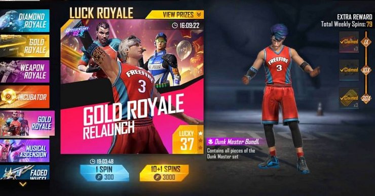 4th Anniversary Free Fire Gold Royale Spin