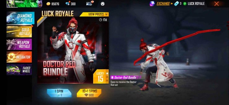 Free Fire Doctor Red Bundle