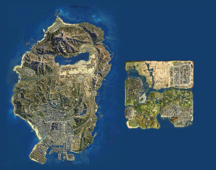 GTA San Andreas Map vs GTA 5 Map