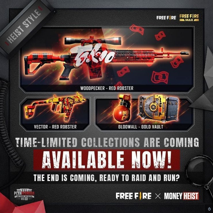 Free Fire X Money Heist Raid And Run Event And Rewards Revealed Free Fire X Money Heist Raid And Run Event And Rewards Revealed