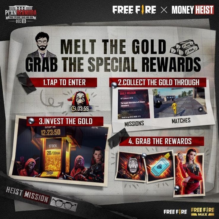 Free Fire X Money Heist Raid And Run Event And Rewards Revealed Free Fire X Money Heist Raid And Run Event And Rewards Revealed