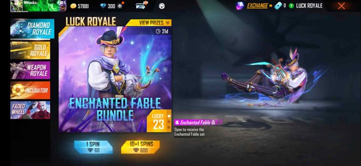 Free Fire Enchanted Fable Diamond Royale 