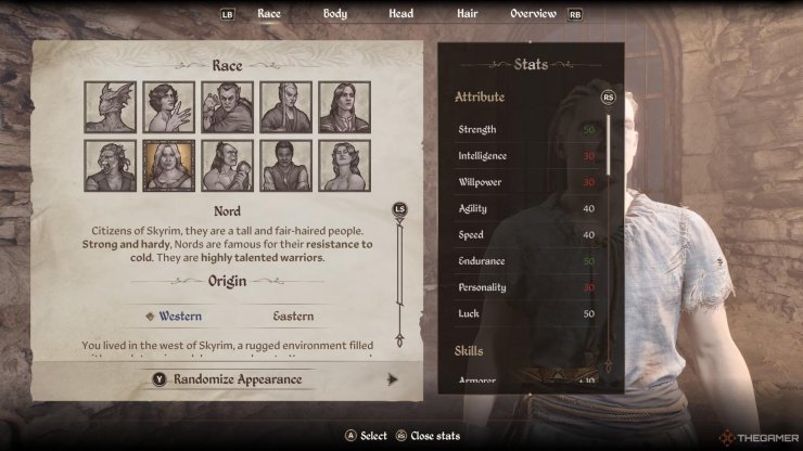 Oblivion Remastered Every Race Nord Stats