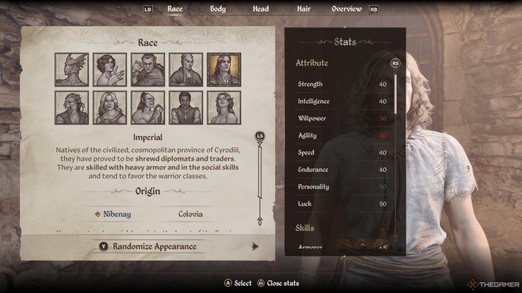 Oblivion Remastered Every Race Imperial Stats