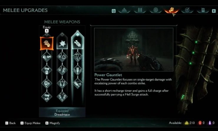 Doom The Dark Ages Power Gauntlet Upgrades Screen