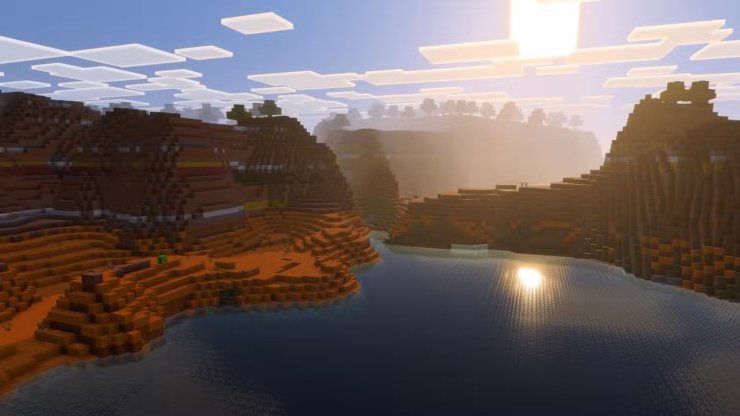 Minecraft Vibrant Visuals Canyon Sun Water