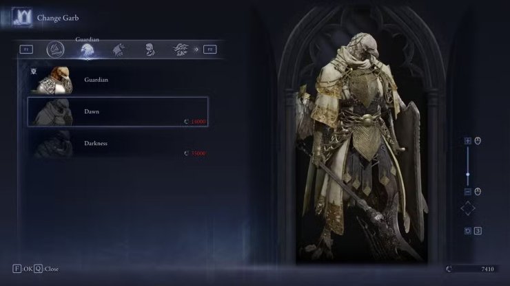 Elden Ring Nightreign Costume Menu