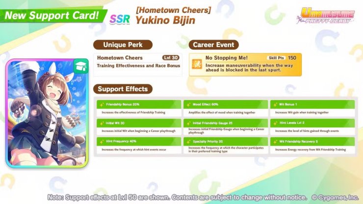 Umamusume Yukino Bijin Support Card