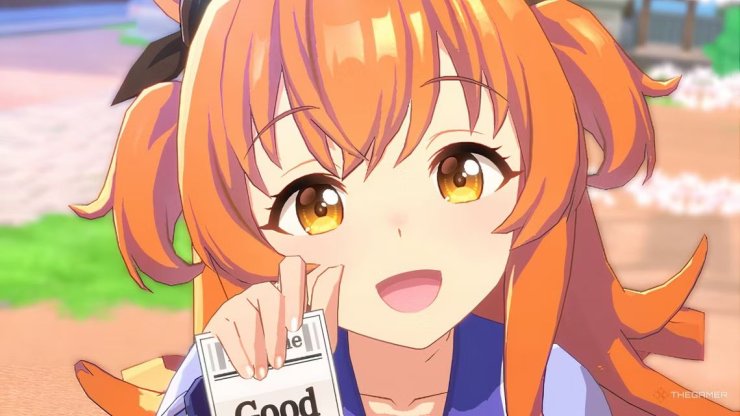 Umamusume Pretty Derby Mayano Top Gun Smiling At A