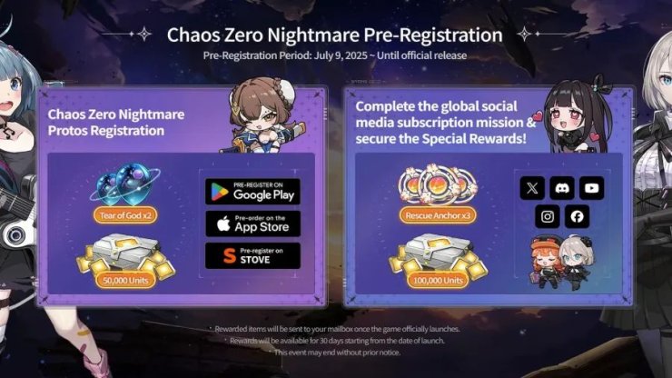 Chaos Zero Nightmare Pre Registration Rewards