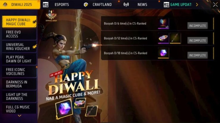 Free Fire Diwali 2025 Magic Cube Missions 1024x575