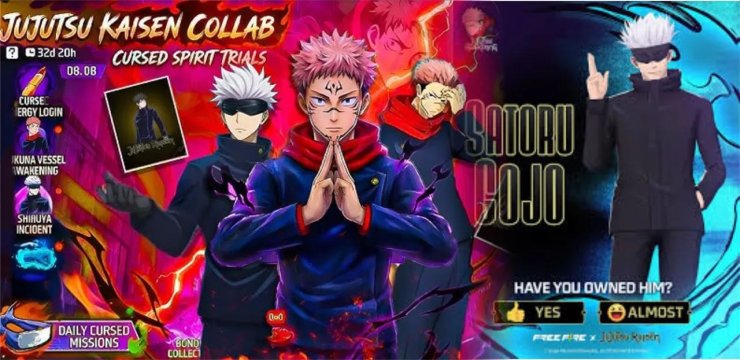 Free Fire Max X Jujutsu Kaisen Free Rewards And Ev