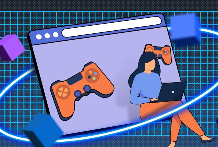 Illustration Of A Web Browser With A Woman Sitting