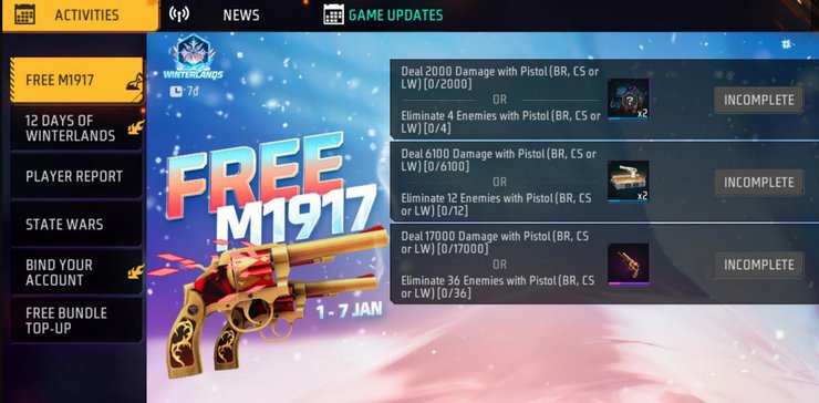 Free Fire M1917 Requirements