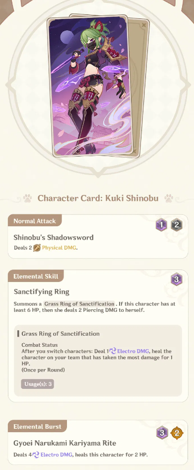 Genshin Impact 4 6 Genius Invokation Tcg Kuki Shin