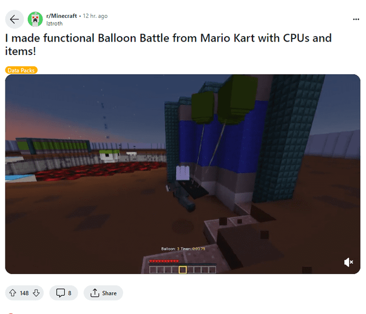 Minecraft Balloon Battle Mode From Mario Kart 2