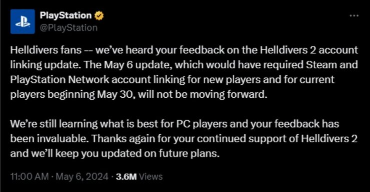 Sony Update Helldivers 2