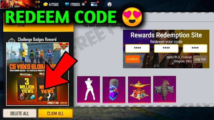 Free Fire Redeem Codes