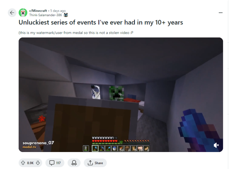 Unlucky Events In Minecraft