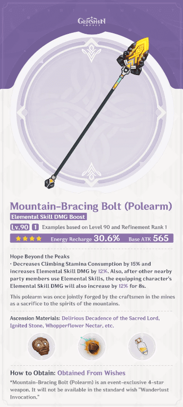 Genshin Impact Mountain Bracing Bolt