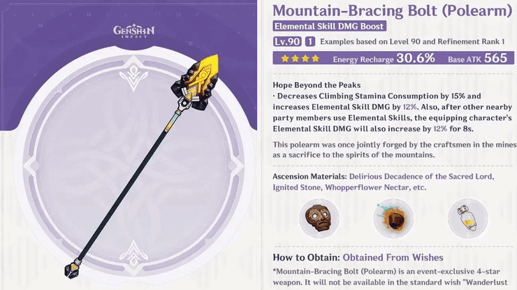 Genshin Impact Mountain Bracing Bolt