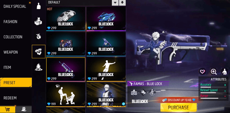 Free Fire X Blue Lock Event Presets